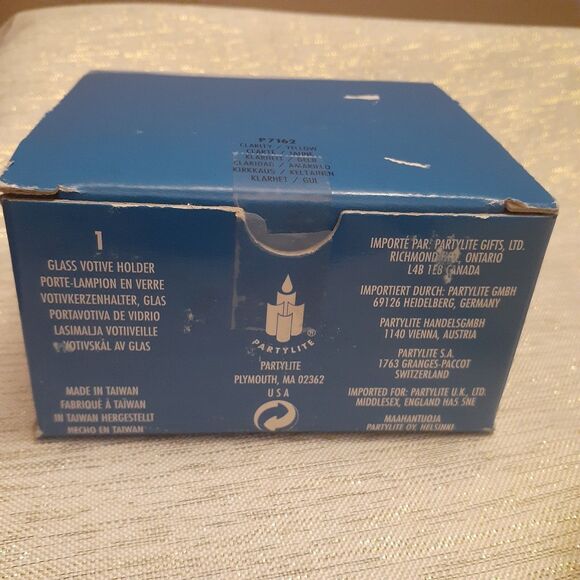 PartyLite P7162 Clarity Yellow Swirl Votive Tealight Candle Holder Glass - Picture 2 of 5